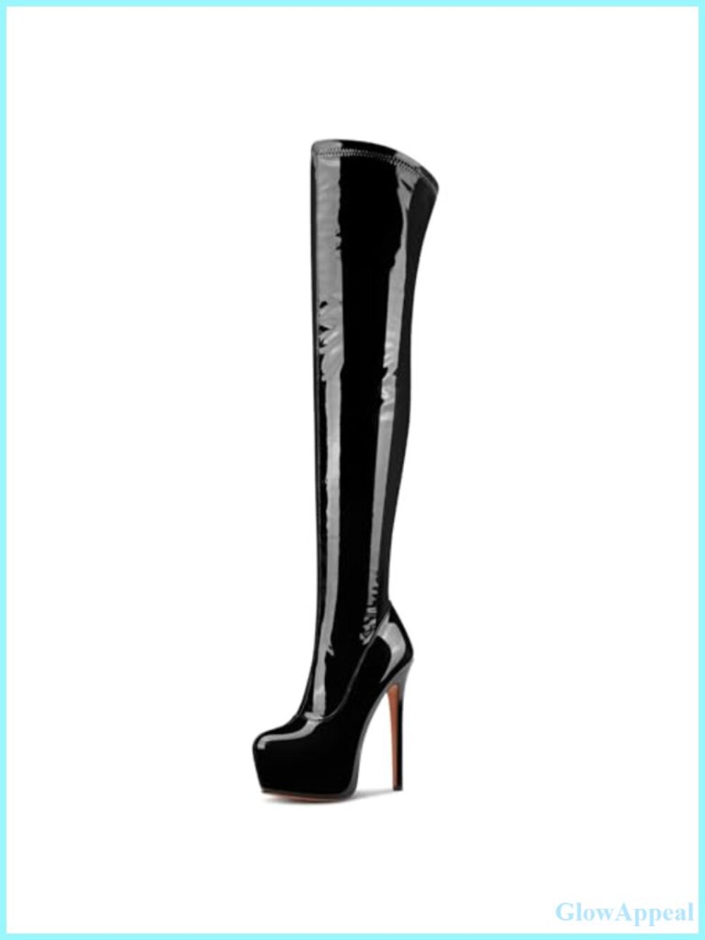 Patent Leather Over The Knee Stiletto Boots Platform Thigh High Round Toe Side
